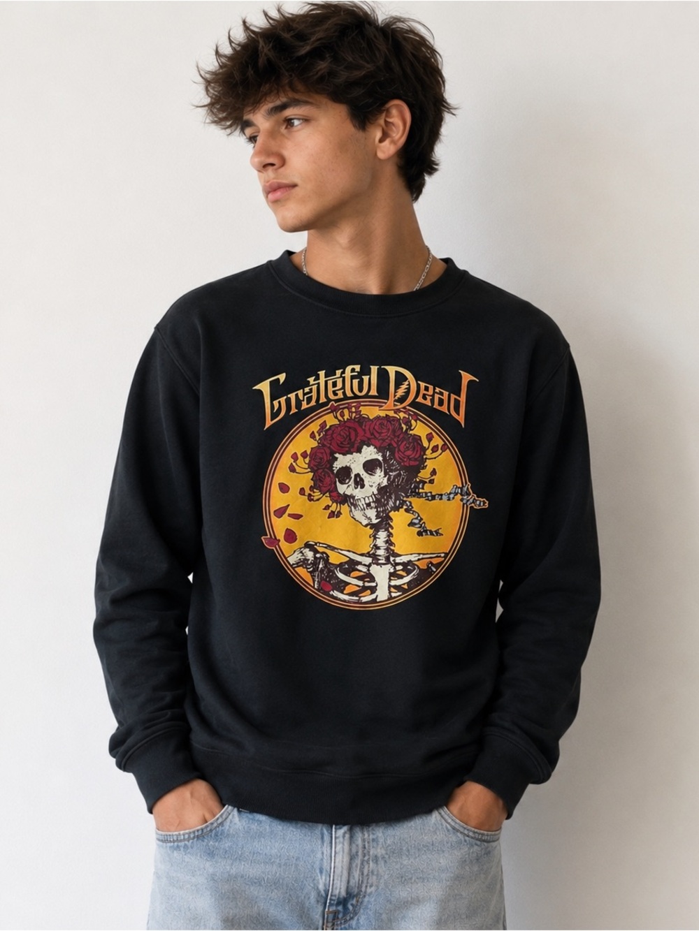 Grateful Dead Skull & Roses Graphic Sweatshirt NWT XS